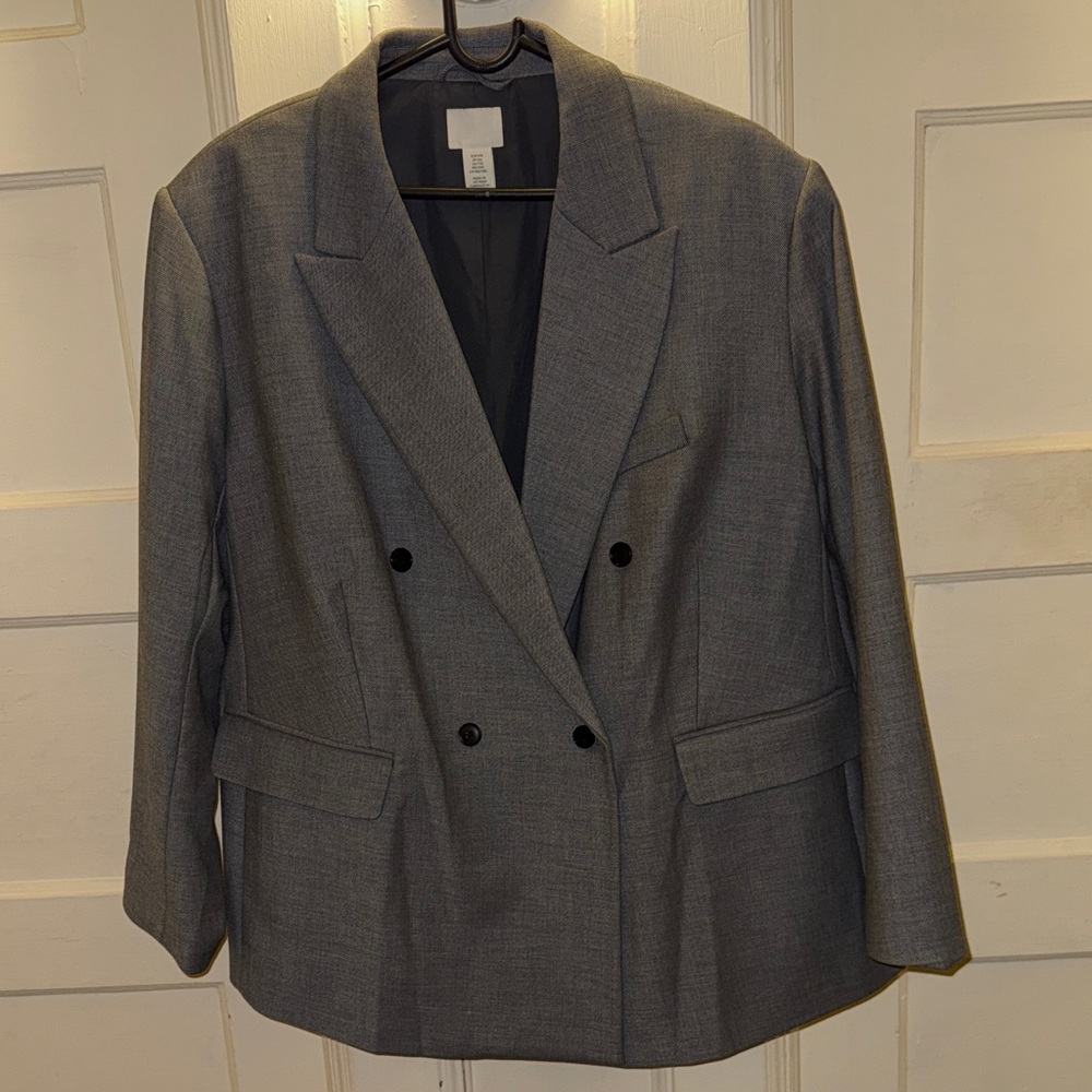H&M Charcoal Double-Breasted Blazer